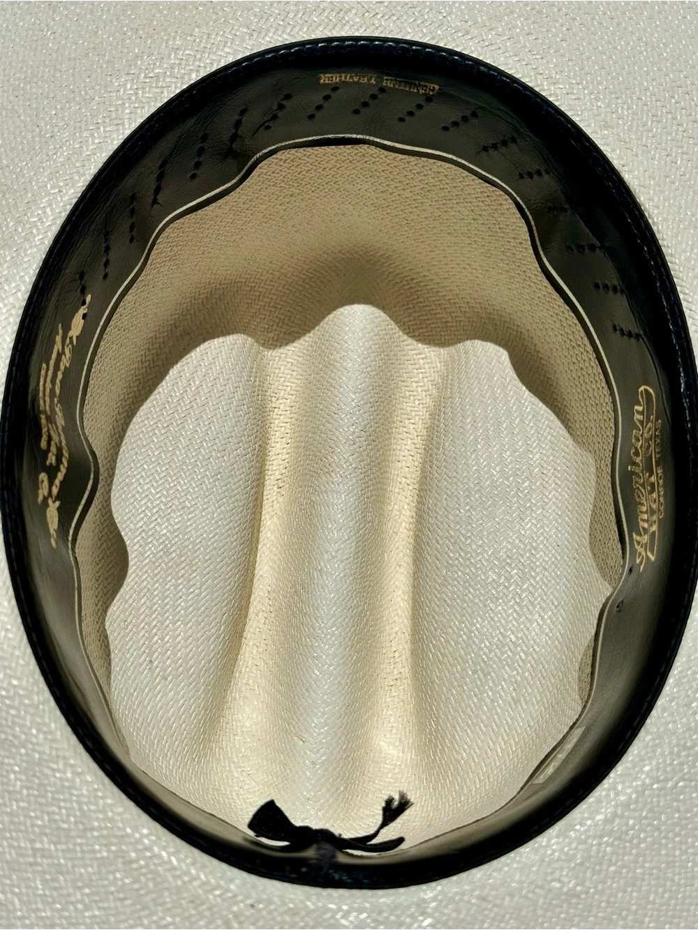 American Hat Co Para Panama Men's Wide-Brim Outback Hat Cream, Black Band, 7 1/8